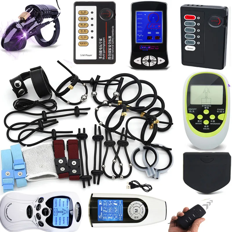 Electric Sex Toys Electro Sex Toys Electric Shock Penis Ring Electro Stimulation Penis Massage Accessories Cock Cage Extender Sex Toys For Men Masturbator