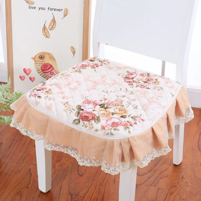 Floral Pattern Cushion With Lace Edge Thin Seat Mat Can Be Fixed On Chair U-shaped Home Decor Cotton Sofa Pad Cheap | Дом и сад