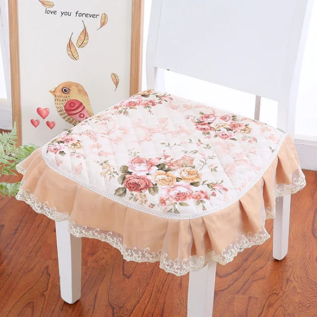 Floral Pattern Cushion With Lace Edge