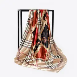 90*90 см атласные шелковые женские шарфы квадратный платок хиджаб платок бандана женская накидка глушитель парео Бесплатная доставка