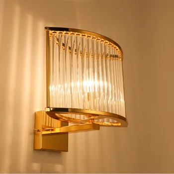 

Simple Crystal Led Wall Lamp Postmodern Bedroom Bedside Hotel Living Room Luxury Wall Sconce Creative Bathroom Loft Wall Lights