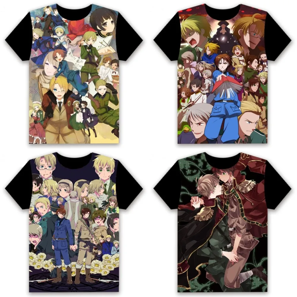 Футболка аниме Hetalia: Axis Powers Ludwig Артур Киркланд Косплей короткий рукав топы унисекс Повседневная Черная футболка Летняя забавная рубашка