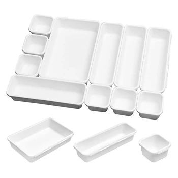 

16 Pack Interlocking Drawer Organizer Tray,Multi-Purpose Desk Tray Organizer Drawer Assorted Sizes for Office