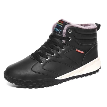 

2019 New Non-slip Men Boots High Top Super Warm Plush Snow Boots Outdoor Casual Men Winter Shoes Fur Warm Snow Man Shoes