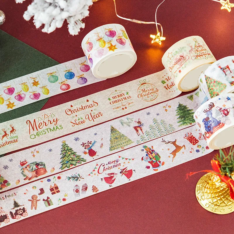 

Merry Christmas Blessings/Tree/Deer Decorative Postcard Washi Tape Adhesive Tape DIY Scrapbooking Sticker Label Masking Tape