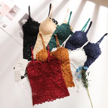 

New Ladies Lace Wrapped Chest Bottom Anti-glare Sling Small Vest No Steel Ring Sports Sleep Gathering Bra