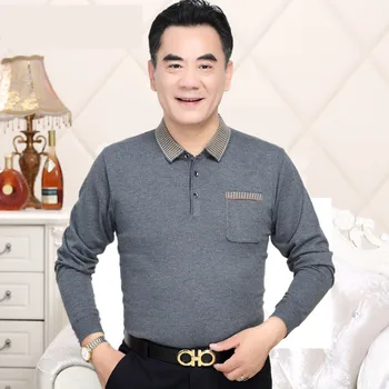 

Autumn men's long-sleeved shirt men's knit business gentleman shirt fashion casual dad wear middle-aged men's clothing