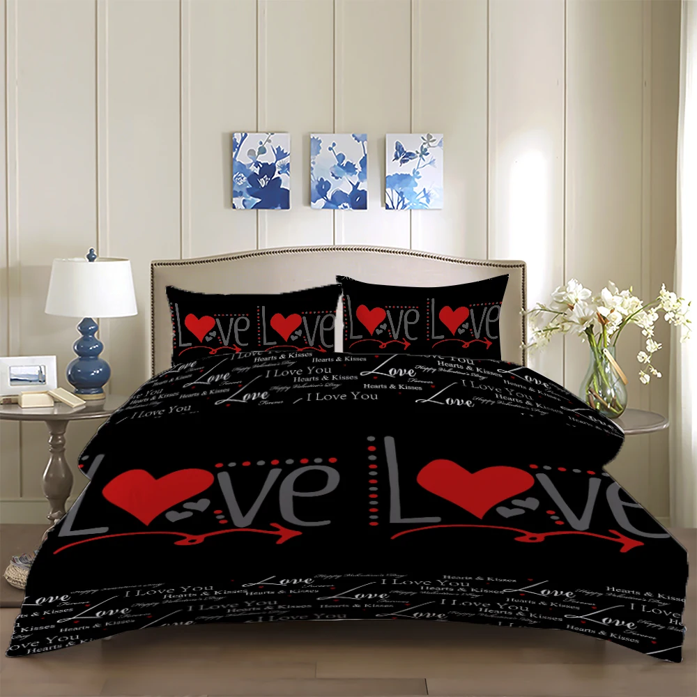 Best Deal Wedding Lover Pattern Duvet Cover Set Double Queen King Bedding Set Single Twin Full Size Bedclothes For Children Kid Girl Women