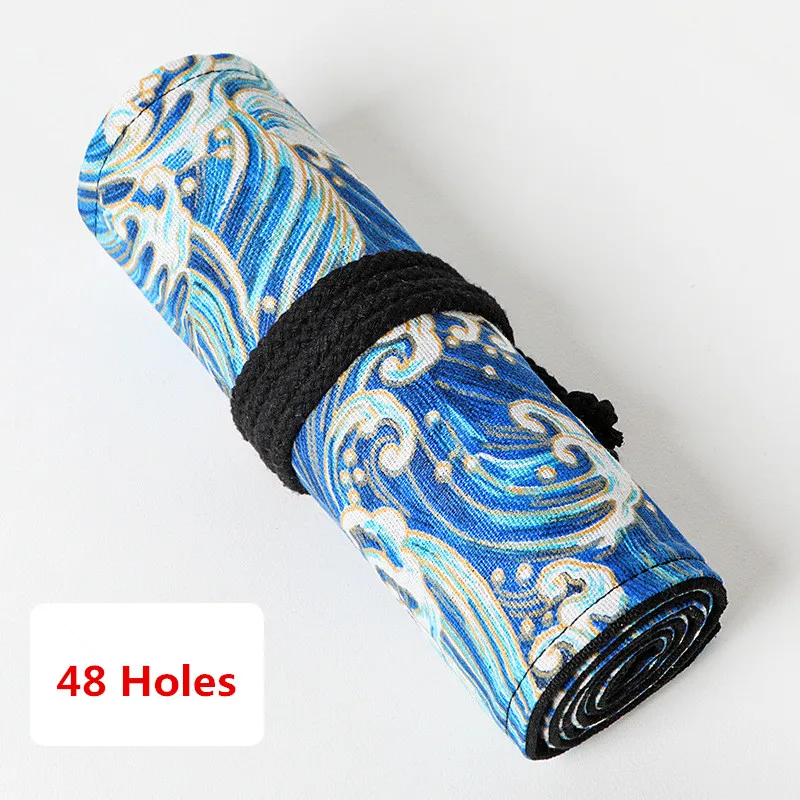 48 hole Милые школьные рулон Карандаш Чехол для мальчиков и девочек Дети Карандаш Чехол холст уголовного ручка мешок большие 12/24/36/48/72 Отверстия штрафы коробка - Цвет: 48 hole