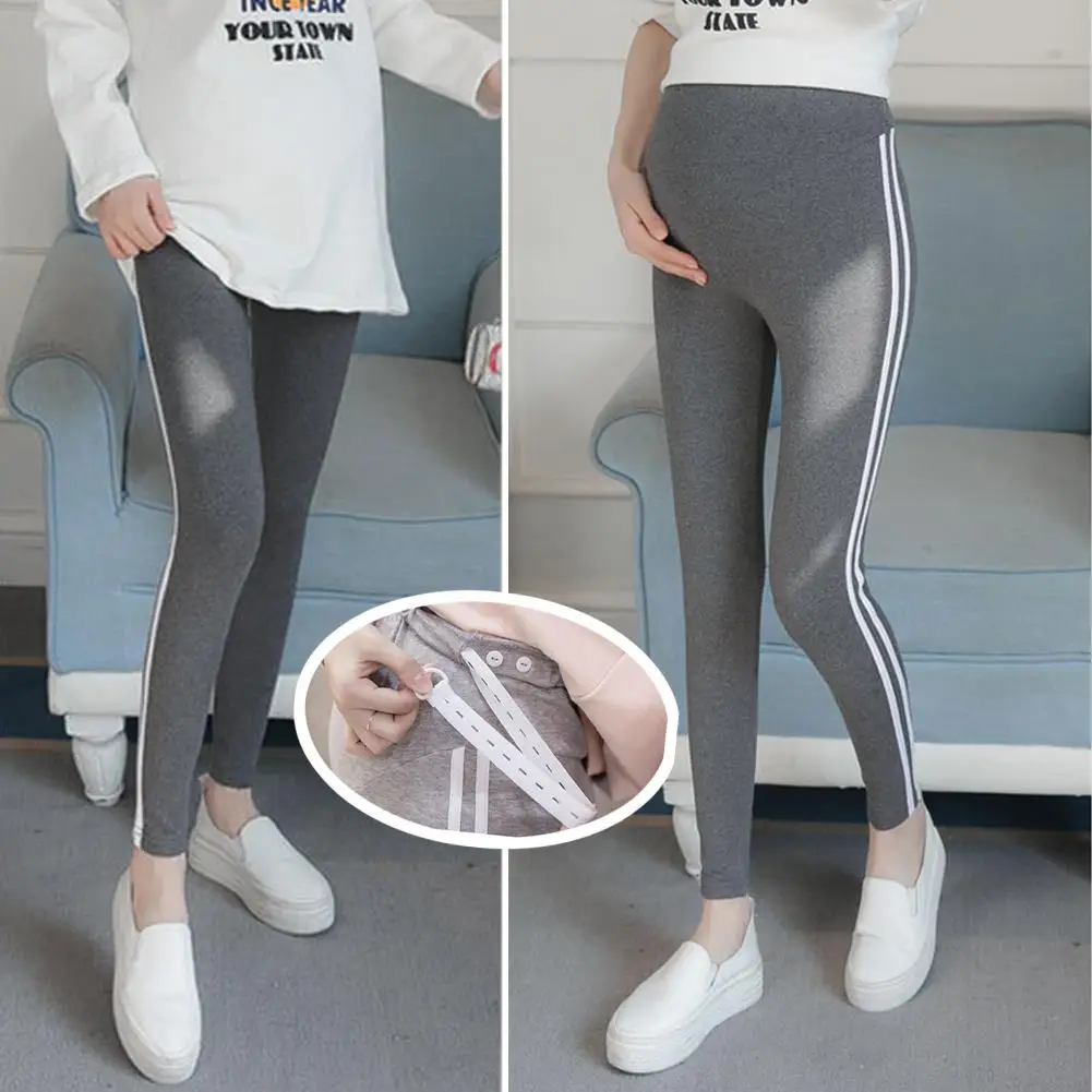Kuulee Maternity Sport Pants Elastic Waist Casual Striped Trousers Clothes for Pregnant Women Pregnancy Pants