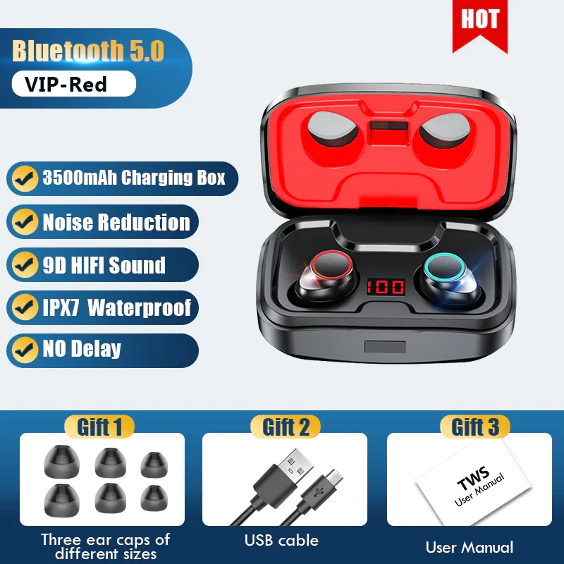 Bluetooth 5.0 Earphones 3500mAh 