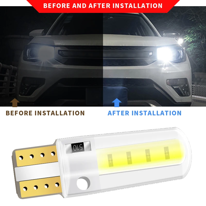 10X T10 силиконовая оболочка COB Led Автомобильная Лампа W5W 192 168 силикагель авто лампы указателя поворота разрешение на парковку пластины лампы 12 В автомобиль Стайлинг