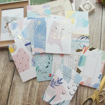

9.3*14.3cm 12pcs Gold Pink Blue Abstract Painting Nice Words Design Card Gift Greeting Cards Gift Card Party Invitation