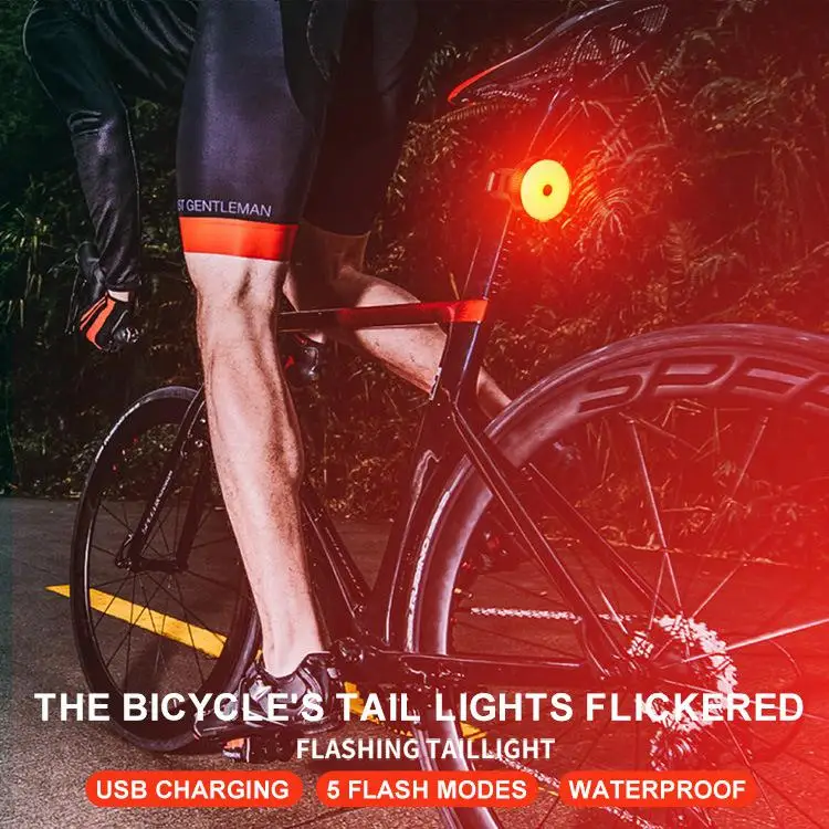 

Bicycle Intelligent Sensor Taillight Round Shape USB Rechargeable Warning Light for Night Riding