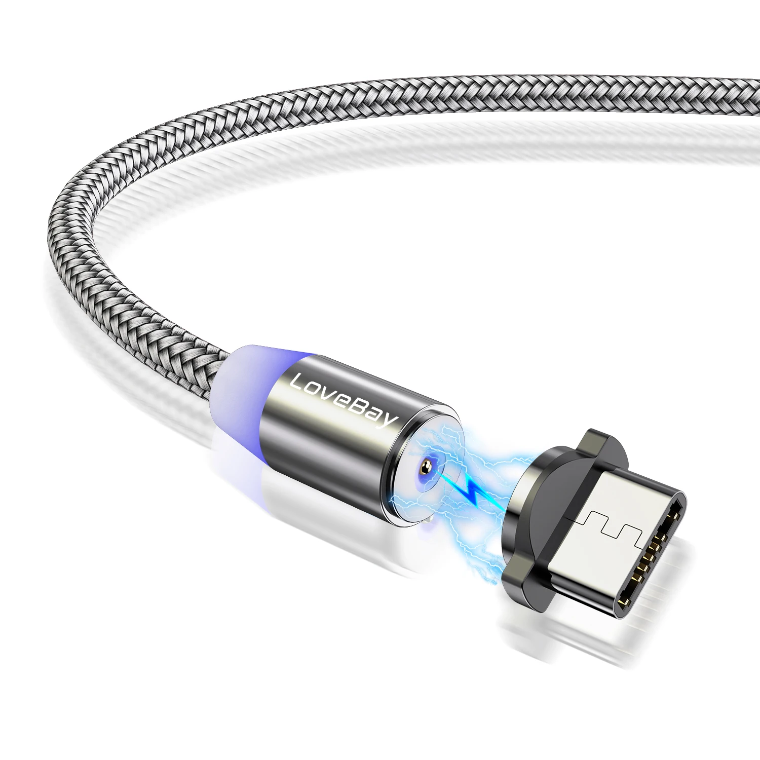 Lovebay 3M, магнитный USB кабель, быстрая зарядка для Iphone TYPE-C, Micro USB шнур, магнитный Micro USB кабель, кабель для мобильного телефона, USB шнур - Цвет: Gray