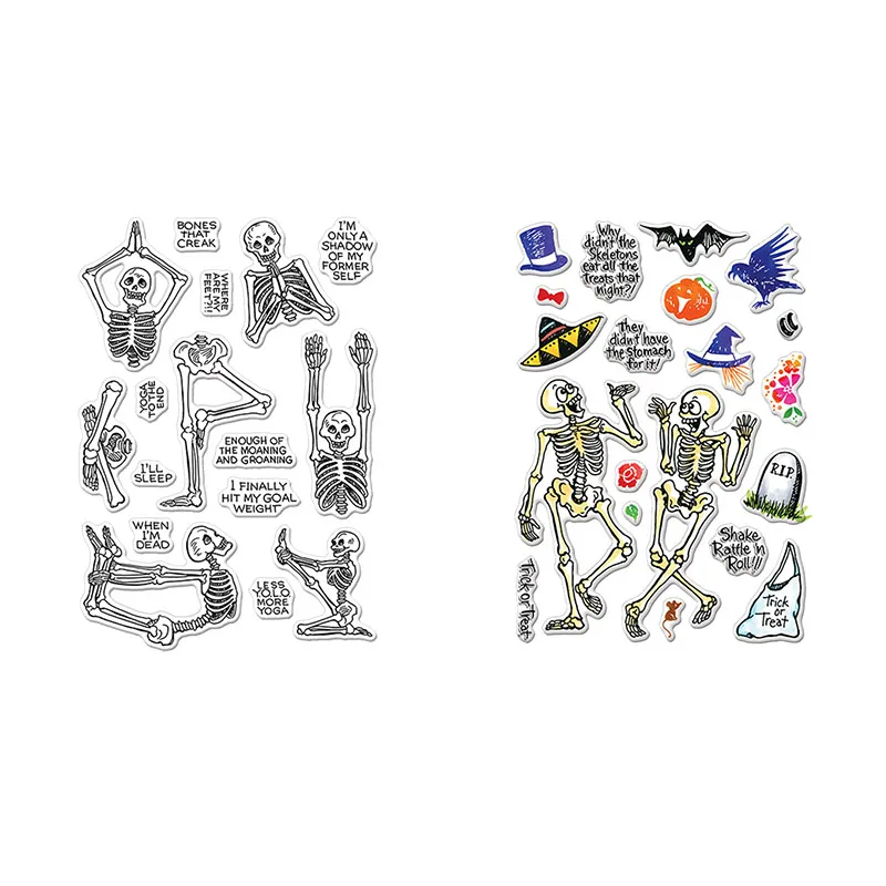 

Funny Skull/Skeleton Helloween Set Clear Silicone Stamps For DIY Scrapbooking Photo Album Cards Making Decor 2019 New Stamps