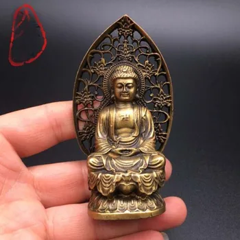 

GOOD 2020 Southeast Asia HOME CAR Efficacious protection Safe good luck Sakyamuni Amitabha Buddha FENG SHUI bronze amulet statue