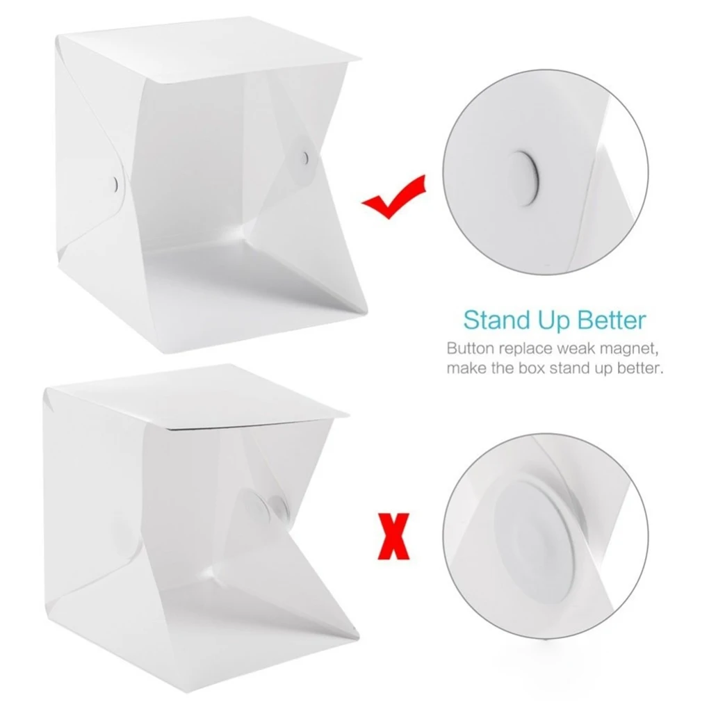 Photography Tent Foldable USB Interface 5V LED 2x5600k 2x550lm 2 Background Cloth Indoor Household Office EVA Box