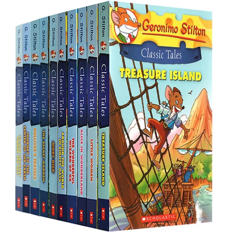 10 Libre/Set Geronimo Stilton Storie Classiche Libri Illustrati Di Storia Inglese Per Bambini Impara Inglese Libri Di Lettura Per Bambini