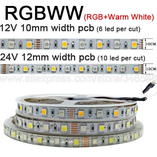 RGB LED Strip 5050 120LED Double Row Black PCB DC 12V 24V RGBW RGBWW LED Strip 