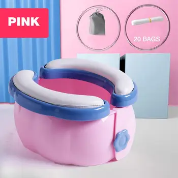 

New Portable Child Toilet Toddler Potty With 20Pcs Disposable Liners Camping Folding Toilet Commode For Hiking Long Trips Travel
