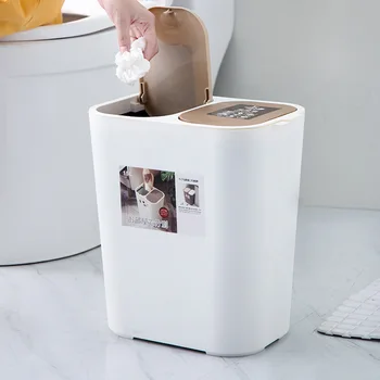 

Simple Wet and Dry Separation Classification Trash Bin Double Cover Household Kitchen Bucket for Sanitation Wastepaper Basket