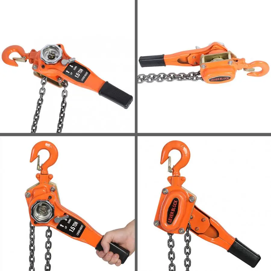 1 Set Alloy Steel 1.5Ton 10ft Lever Chain Hoist Ratchet Puller Lifting Equipment Lever Chain Puller