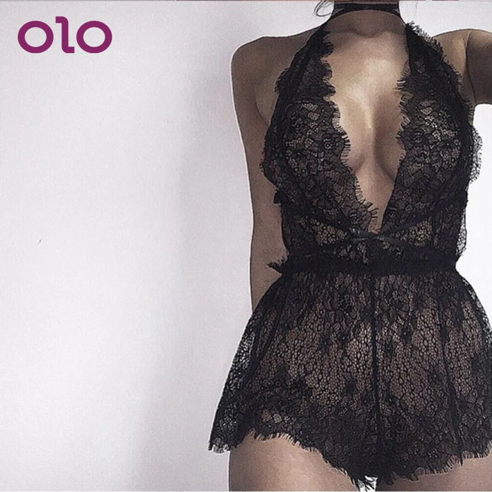 

OLO Women Sexy Lingerie Deep-V Sexy Underwear Dress Lace Babydoll Transparent Erotic Lingerie Sexy Costumes