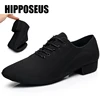 Men Modern Dance Shoes Boys Canvas Latin/Tango/Ballroom Shoes Rubber/Soft Sole Low Heels Man Dancing Shoes Black Professional ► Photo 1/6