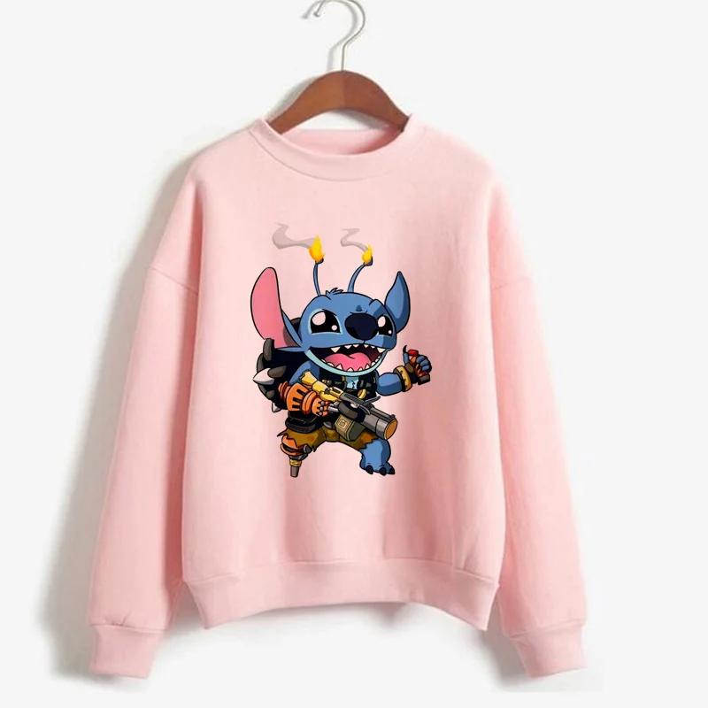 Kawaii стежка Crewneck Толстовка Женская милая аниме "Лило и Стич" Толстовка Ladiy Girl пуловер Harajuku Kpop женская одежда - Цвет: 8