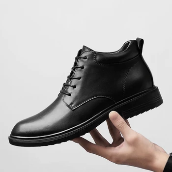 

big size 50 Men Boots fahsion Genuine Leather Boots Men Casual Boots Lace-Up Bullock Boots Men Black Autumn winter Shoes L4