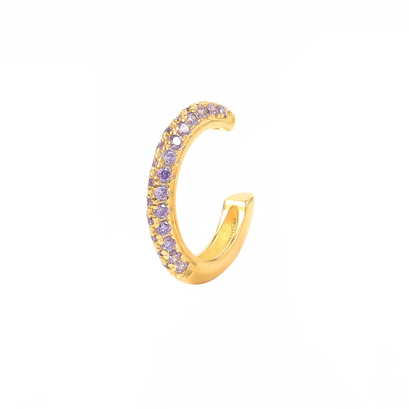 CANNER 925 Sterling Silver Ear Cuff Ear Clip Earrings for Women Colorful Zircon Ear Buckle Earring Fake Piercing Earings Jewelry