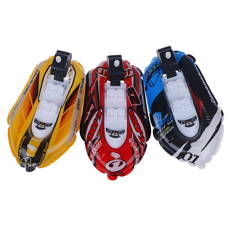 1 Set Inflatable Boat Baby Toy Kid Clockwork Wind Up Inflatable Boat Ship Play Water Bathroom Bath Toy