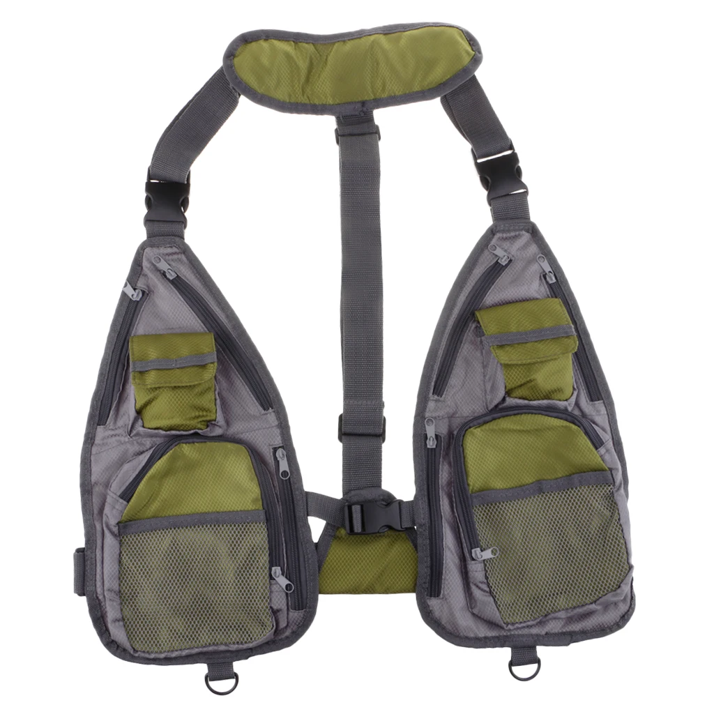 Fly Fishing Vest Multifunction Breathable Chest Bag Adjustable with net D-ring Fishing Vests for Men and Women