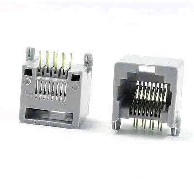 

30 Pcs Gray Plastic Shell 8P8C RJ45 PCB Jack Female Connector 14.5mm Height