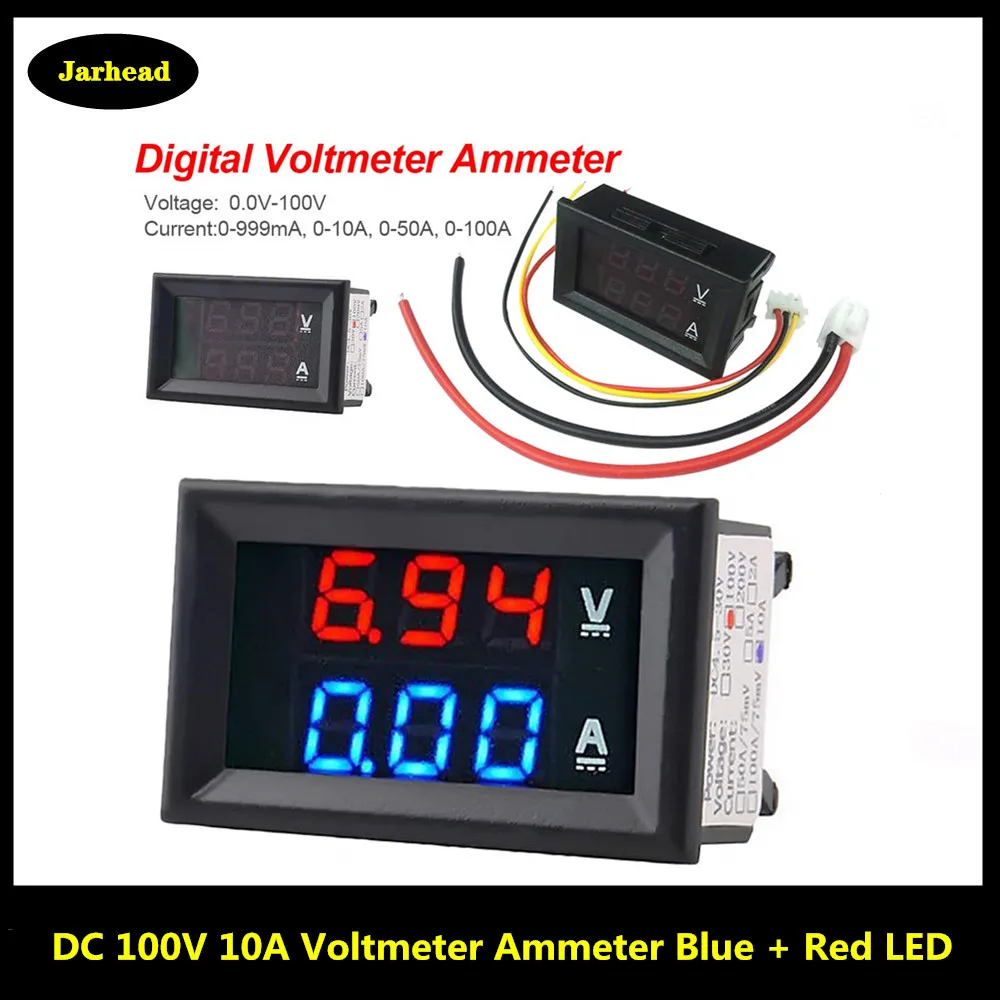 DC 100V 10A Mini Digital Voltmeter Ammeter Panel Amp Volt Voltage Current Meter Tester Detector 0.56&quot Dual LED Display Auto Car |