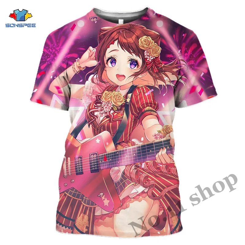 Anime Bang Dream Shirt 3D Print Men's T Shirt Casual Harajuku Short Sleeve kawaii Cartoon Cute Girl loli Women Tees Tops Shirt (2)