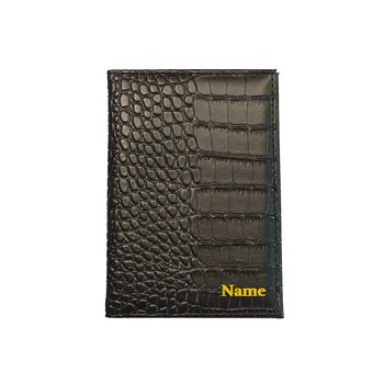 

Crocodile Pattern Passport Cover with Customized Name LOGO Personalised Gold Embossed Engraved Color Printed Passport Holder