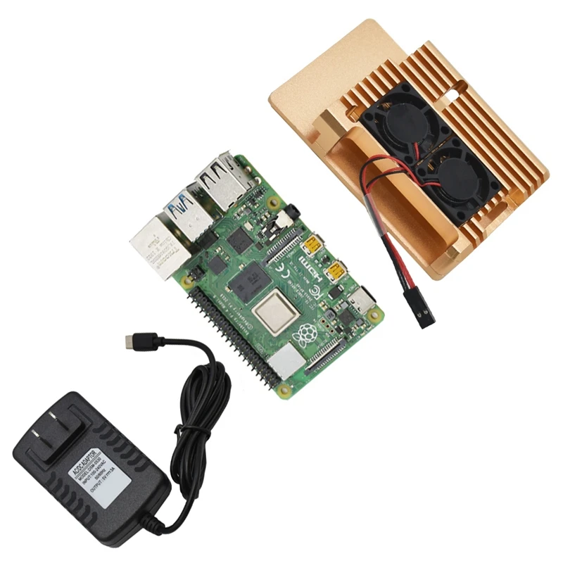 Для Raspberry Pi 4 Модель B 4G ram DIY Kit с алюминиевым ЧПУ сплав чехол охлаждения двойной вентилятор 5 в 3A адаптер питания