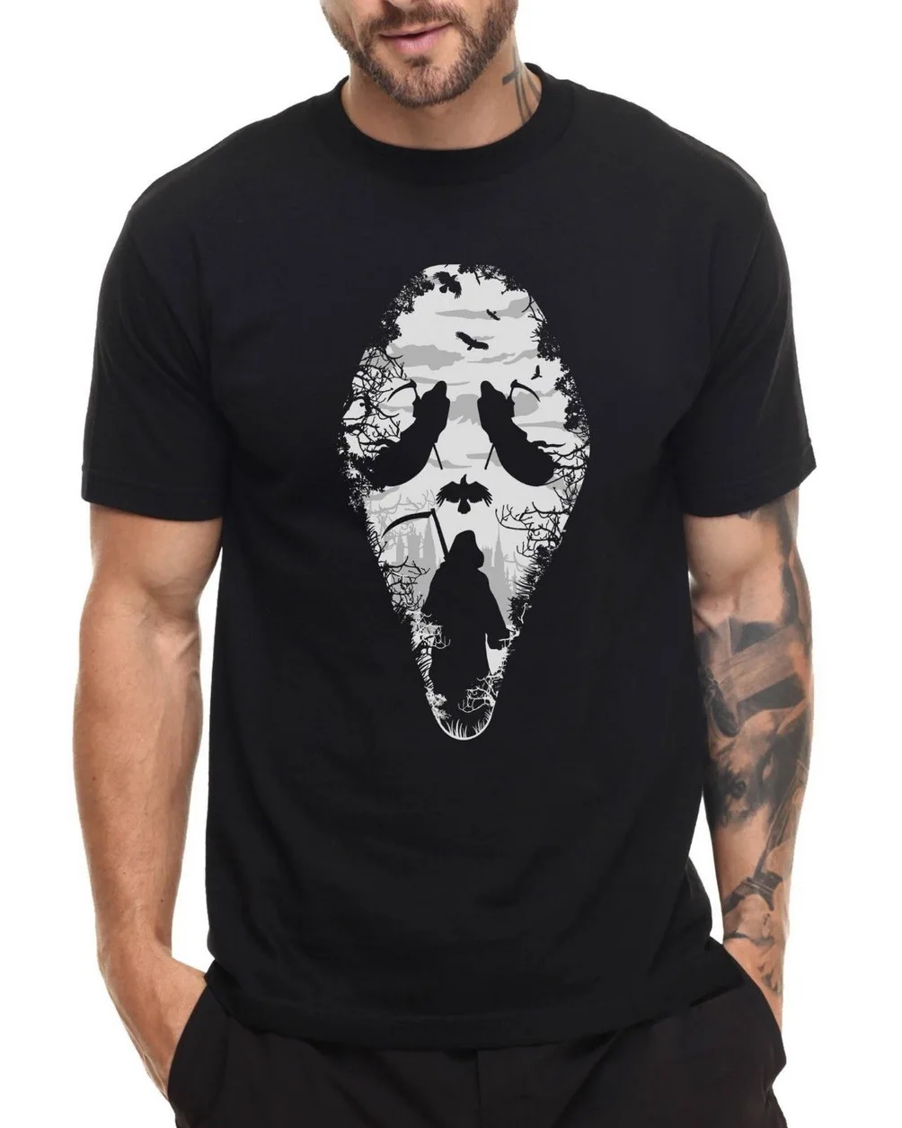 Scream T Shirt Grim Reaper Halloween Horror Movie Film Cult New Unisex Funny Tops Tee |