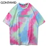 GONTHWID Tie Dye Tees Shirts Streetwear Hip Hop Graffiti Print Short Sleeve Tshirts Mens Harajuku Hipster Casual Tops Fashion ► Photo 2/6