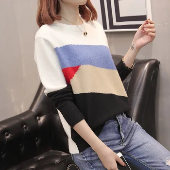 

Women's fashion sweater pullover 8750 (3 room 9 Row 1) take the new oblique stripe coloured collar collar sweater 49