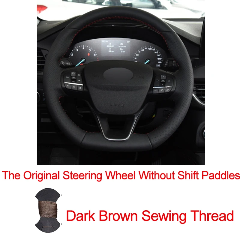 Hand Sewing Car Steering Wheel Cover For Ford Focus ST-Line Focus ST- Braid on the Steering wheel Volant - Название цвета: No ShiftpaddleBrown