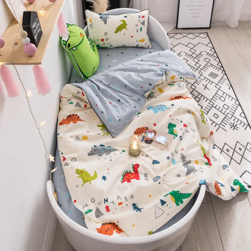 

High-End 60 Children Long-staple Cotton Three-piece Set a Class Bedding Infants Baby Sheet Quilt Cover Fitted Bed Sheet