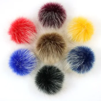 

2019 Colorful 8/10cm Big Natural Faux Fur Pompon Foxes Fur Pompom For Women Hat Fur Pom Poms for Hats Caps for Knitted Hat Cap