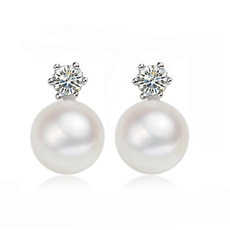 Настоящий натуральный культивированный жемчужные сережки-гвоздики Для женщин, серого и черного цветов классические 925 серебряные серьги, подарок на день рождения - Цвет камня: white pearl earring