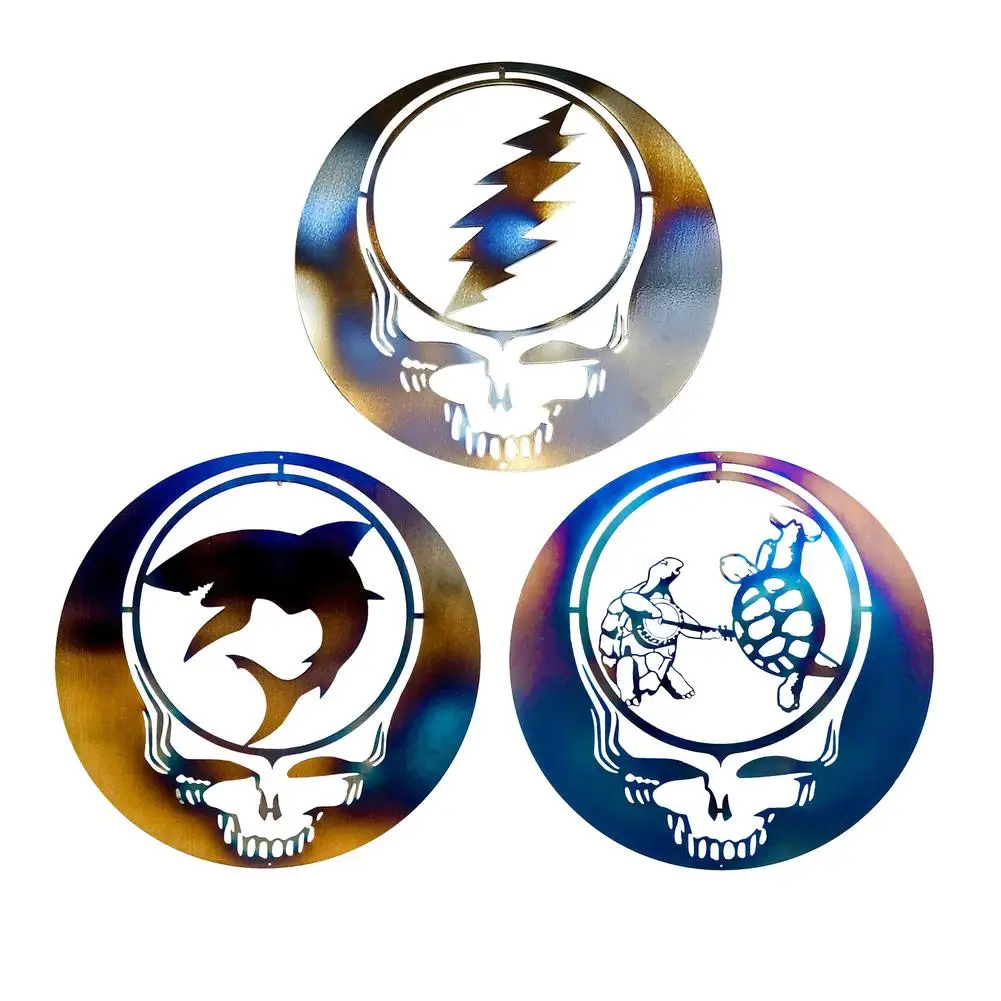

New Metal Skeleton Head Pendant Wall Art Decor Indoor Outdoor Garden Lawn Fence Hanging Ornaments Skull Halloween Decoration