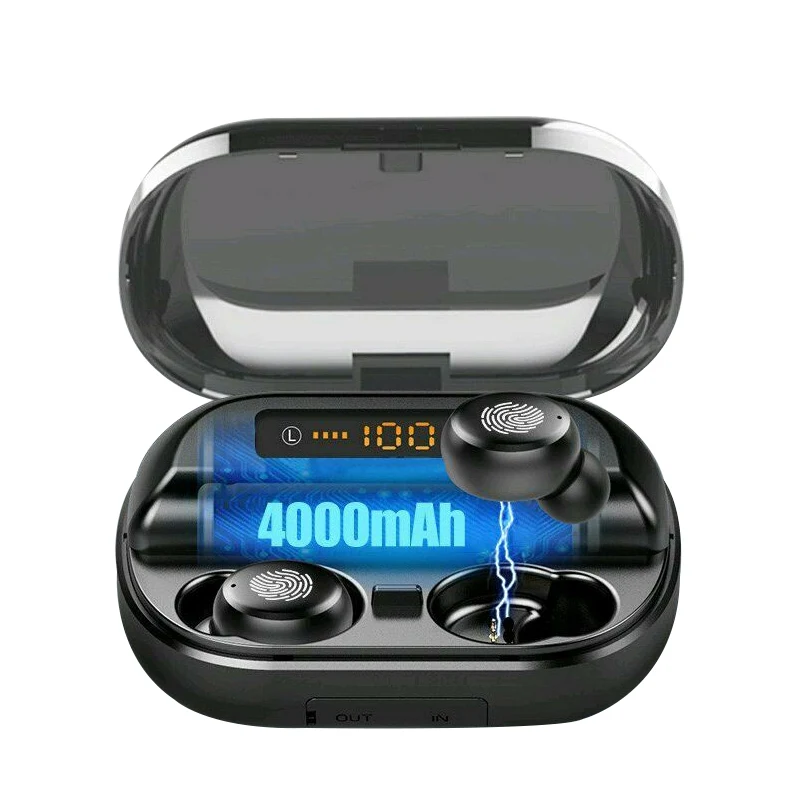 Black-4000mAh V11 GZDL TWS Bluetooth наушники 4000 мАч светодиодный дисплей беспроводной Bluetooth V5.0 наушники 9D стерео водонепроницаемые наушники V11 - Цвет: Black-4000mAh V11