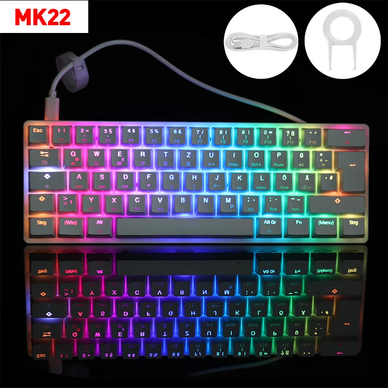 Игровая механическая клавиатура MK22 проводная Bluetooth-клавиатура с RGB-подсветкой 61