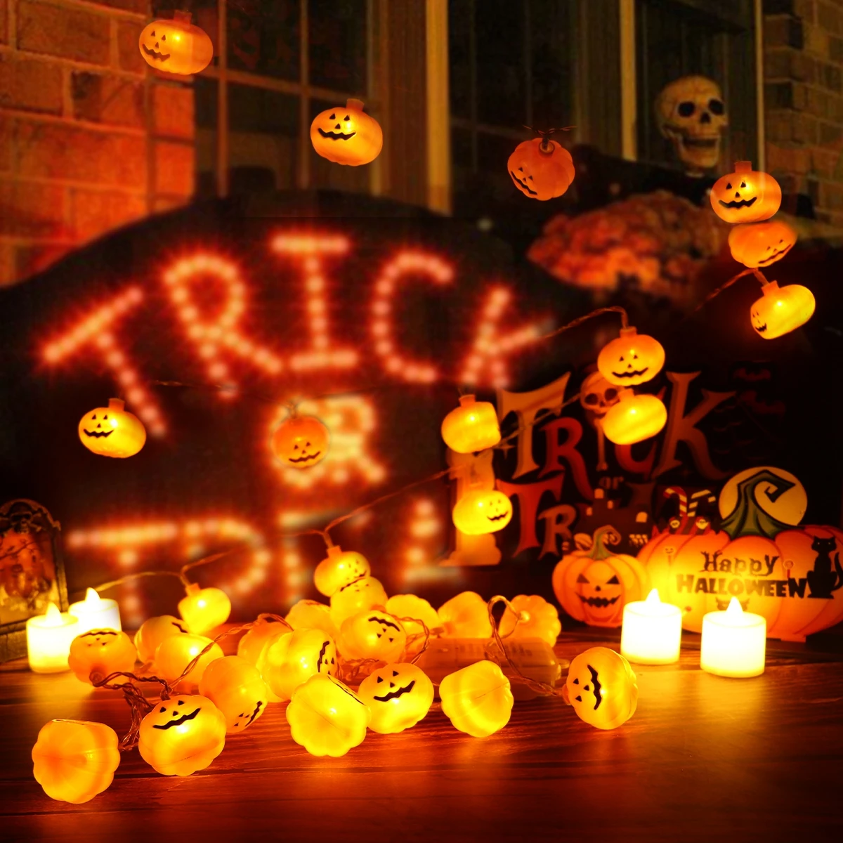 

Гирлянда из 10 светодиодов для Хэллоуина, тыква, паук, летучая мышь, Череп, светильник, «сделай сам», украшение для Хэллоуина, товары для домашвечерние 2021